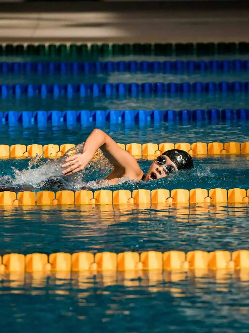 Boy swimming laps